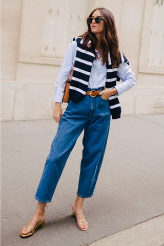 Jean taille haute 7/8 en coton biologique - Bleu