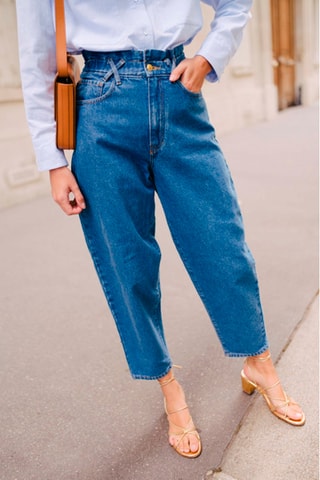 Jean taille haute 7/8 en coton biologique - Bleu
