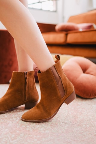 Bottines Chelsea en cuir - Camel