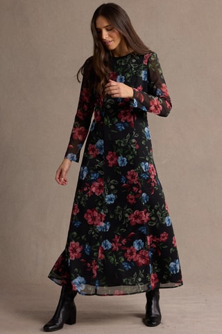 Robe longue fleuris - Noir