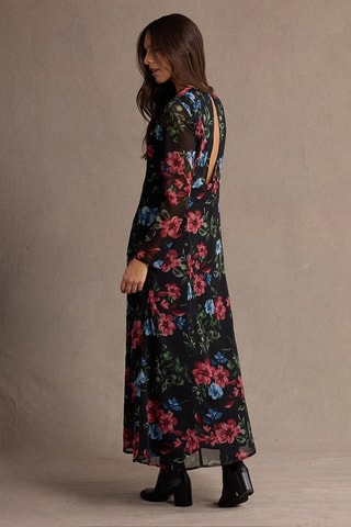 Robe longue fleuris - Noir