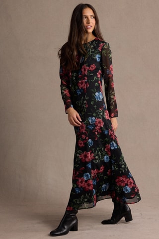 Robe longue fleuris - Noir