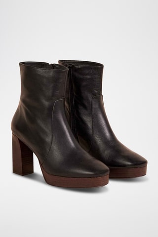 Bottines plateformes en cuir - Noir