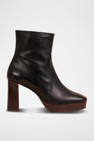 Bottines plateformes en cuir - Noir