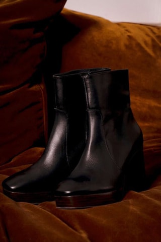 Bottines plateformes en cuir - Noir