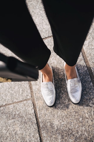 Mocassins en cuir - Argenté