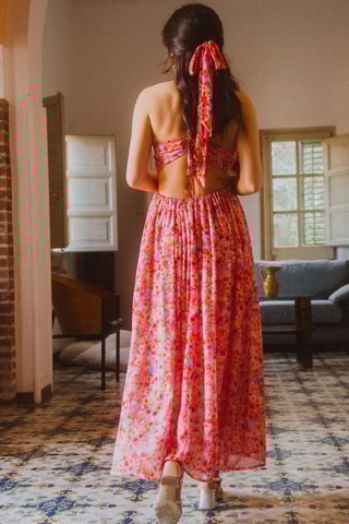 Robe longue fleuris - Rose