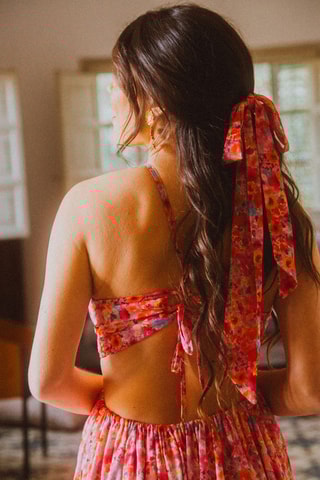 Robe longue fleuris - Rose