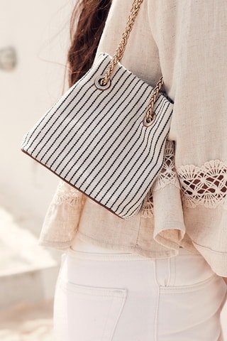 Sac seau rayé - Écru