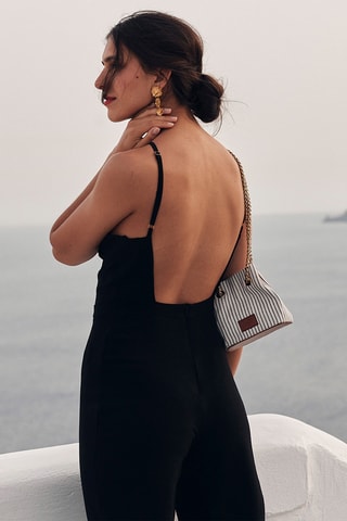 Sac seau rayé - Écru