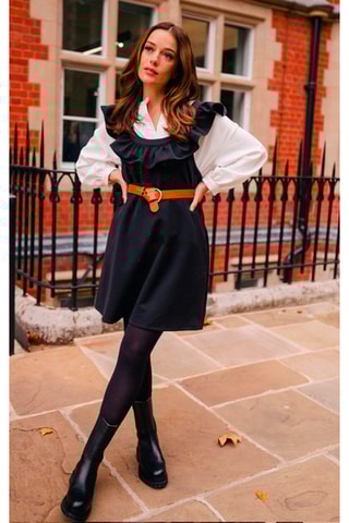 Robe courte volantée 2 en 1 - Noir