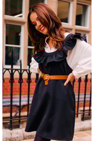 Robe courte volantée 2 en 1 - Noir