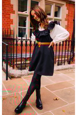 Robe courte volantée 2 en 1 - Noir