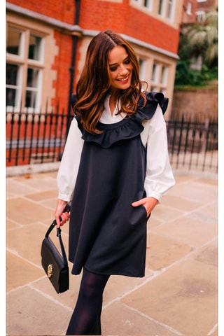 Robe courte volantée 2 en 1 - Noir