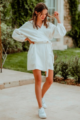 Robe courte en lin - Blanc