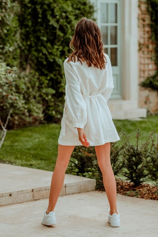 Robe courte en lin - Blanc