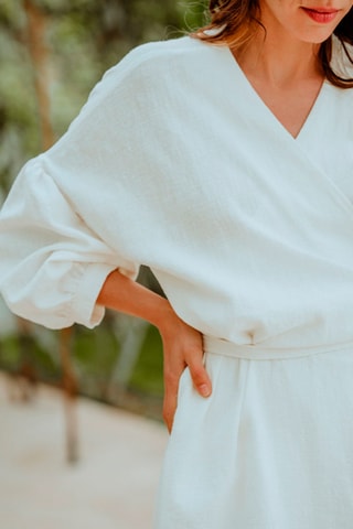 Robe courte en lin - Blanc