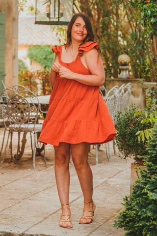 Robe volantée en coton biologique - Rouille