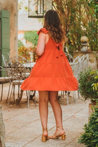 Robe volantée en coton biologique - Rouille