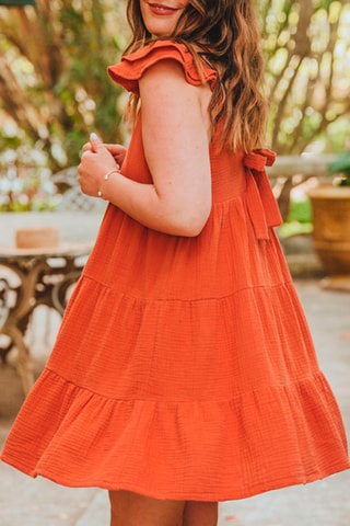 Robe volantée en coton biologique - Rouille