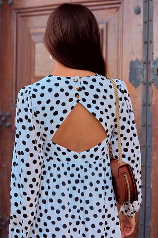 Robe longue à pois volantée - Blanc