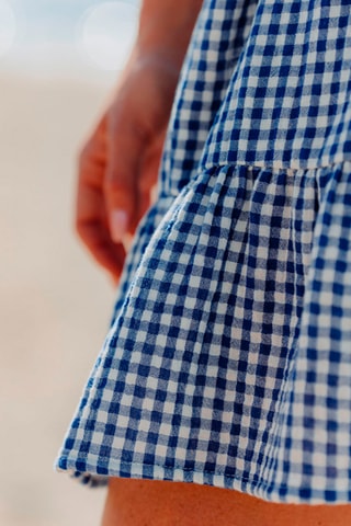 Robe courte à carreaux - Bleu