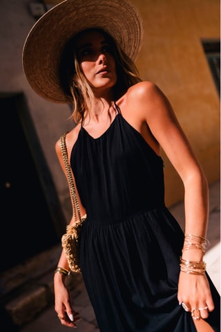 Robe longue fendue - Noir