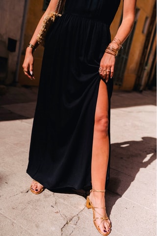 Robe longue fendue - Noir