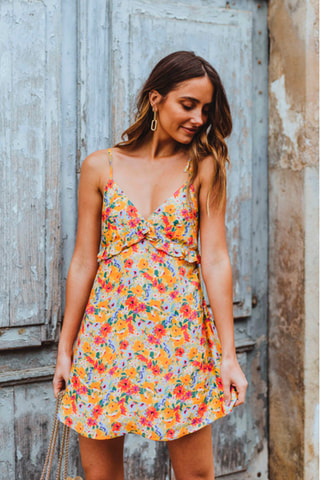 Robe courte fleuris - Jaune