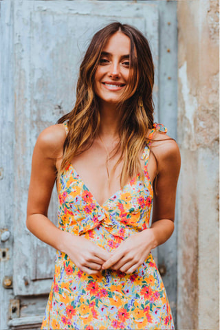 Robe courte fleuris - Jaune