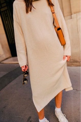 Robe midi en laine - Écru