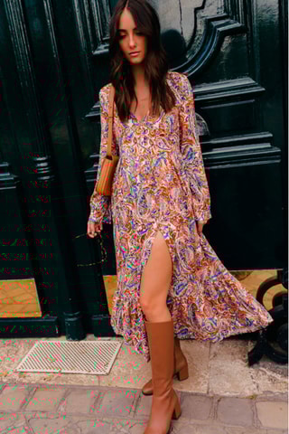 Robe longue fendue - Orange