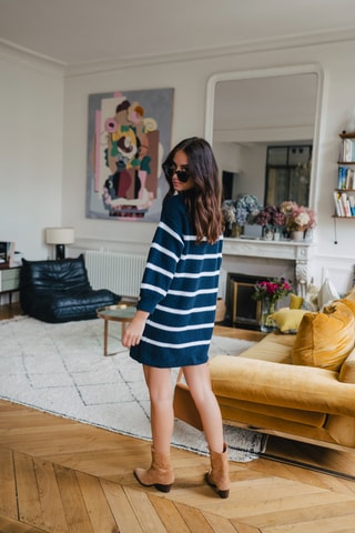Robe pull rayée - Bleu marine
