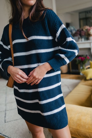 Robe pull rayée - Bleu marine