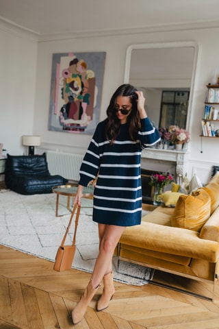 Robe pull rayée - Bleu marine
