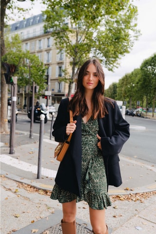 Robe portefeuille volantée - Vert