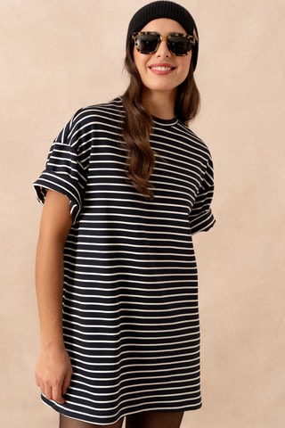 Robe courte oversize rayée - Noir