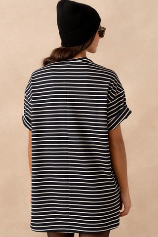 Robe courte oversize rayée - Noir