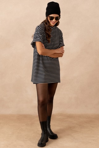 Robe courte oversize rayée - Noir