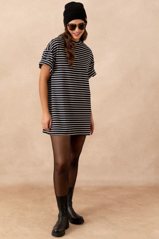 Robe courte oversize rayée - Noir