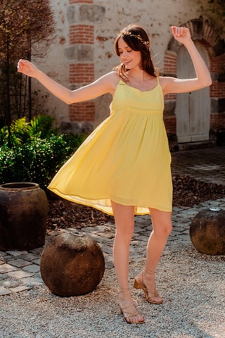 Robe courte plissée - Jaune