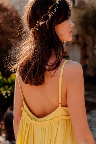 Robe courte plissée - Jaune