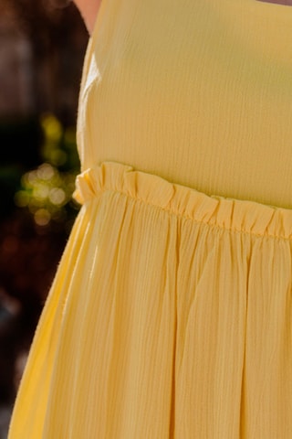 Robe courte plissée - Jaune