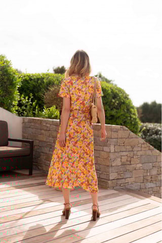 Robe portefeuille fleuris - Jaune