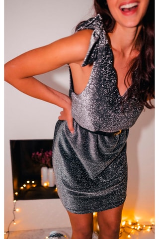Robe courte pailletée - Argenté