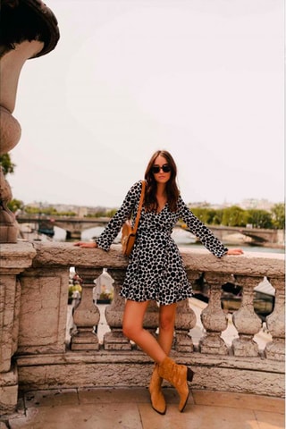Robe portefeuille volantée - Noir