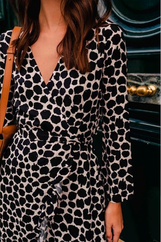 Robe portefeuille volantée - Noir