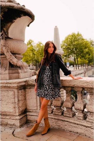 Robe portefeuille volantée - Noir