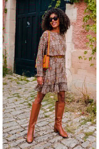 Robe volantée - Marron