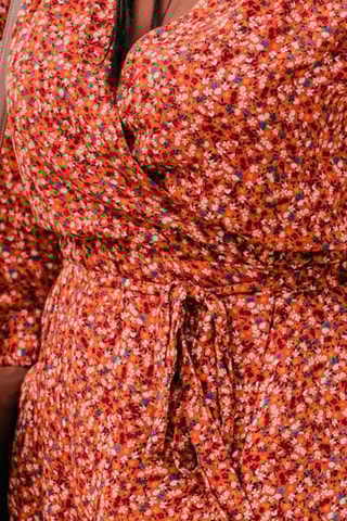 Robe portefeuille fleuris - Rouille